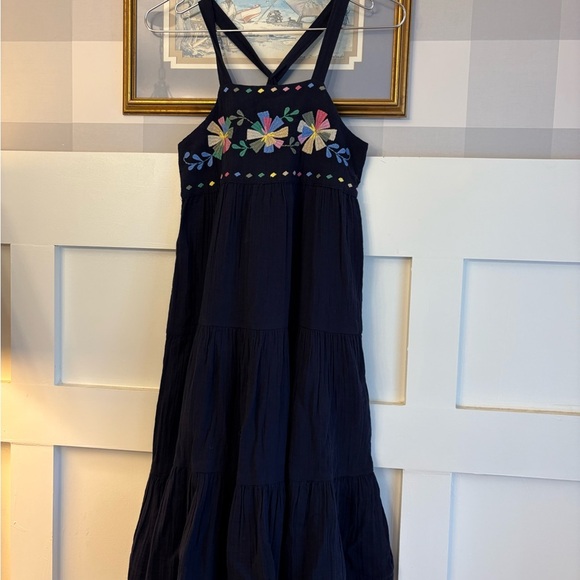 GAP Cotton Embroidered Navy Blue Kids Dress Size Large - Picture 2 of 6